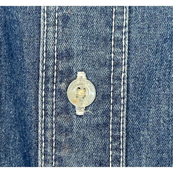 Vintage BUGLE BOY Shirt Men's Size XL Blue Denim Striped Button Down Cotton - Picture 5 of 12